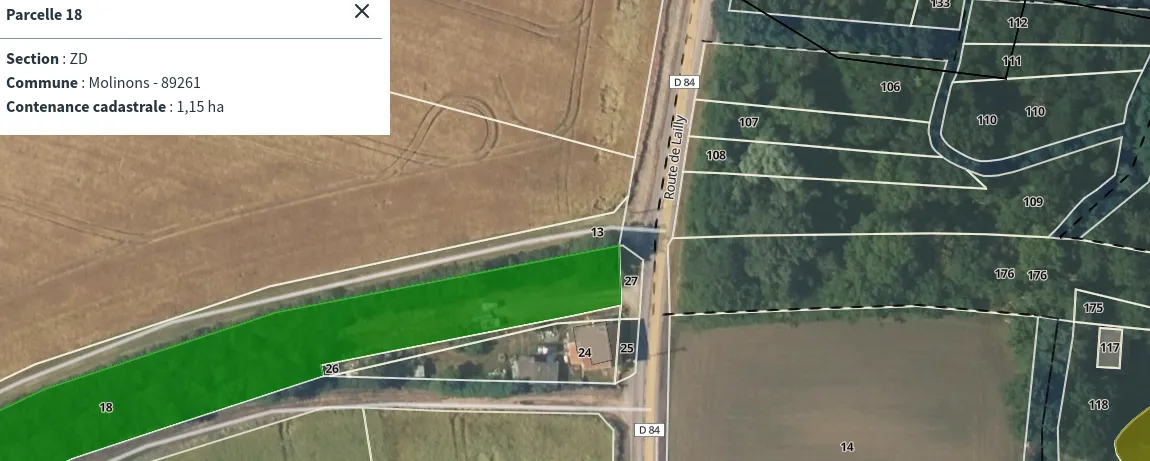 Capture d&#39;écran des cadastres